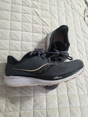 Saucony Gray and Gold PWRRUN Running Shoes
